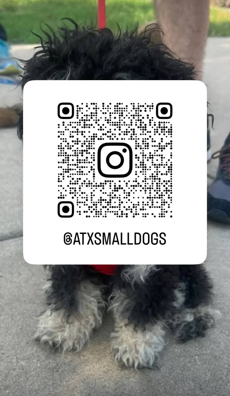 ATX Small Dogs Instagram QR code for @atxsmalldogs